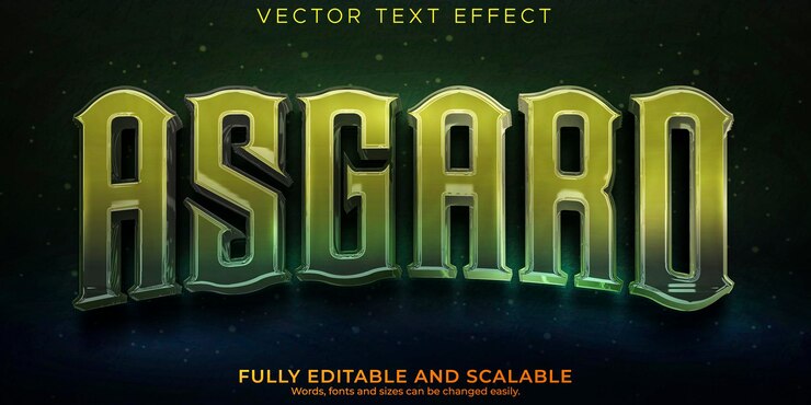 Vector efecto de texto vikingo estilo de texto nordiv y escandinavo editable