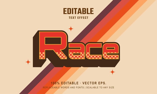 Vector efecto de texto vintage de carrera 3d