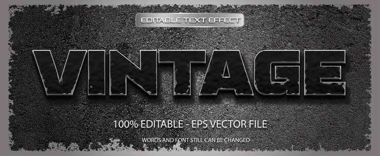 Efecto de texto vintage editable sobre fondo de textura de cemento gris