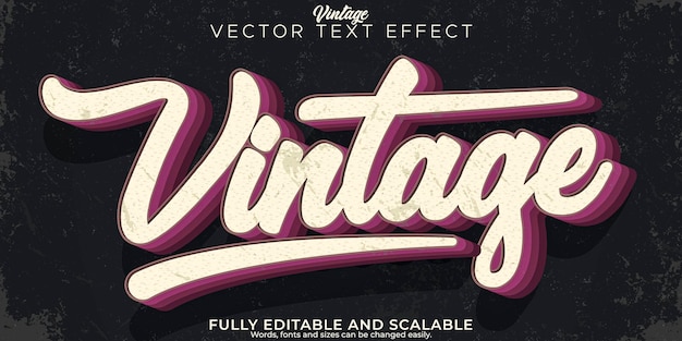 Vector efecto de texto vintage estilo de texto retro editable