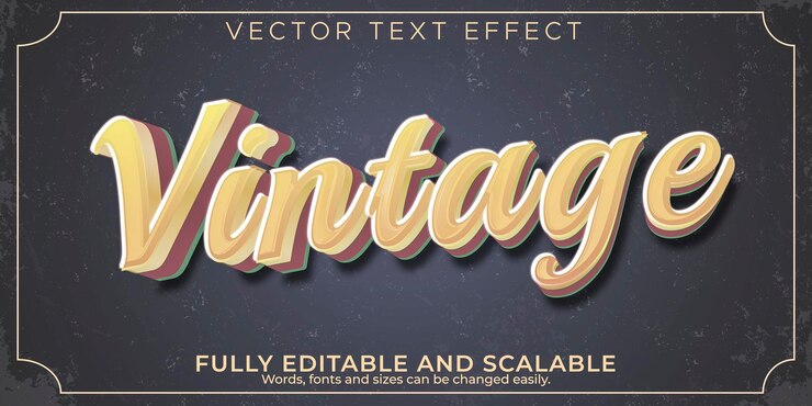 Vector efecto de texto vintage estilo de texto retro editable