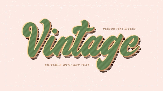 Vector efecto de texto vintage o retro con efecto de texto editable en 3d de estilo gráfico