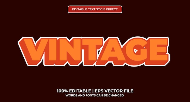 Efecto de texto vintage retro Estilo de texto editable de los años 70 y 80 Efecto de texto editable