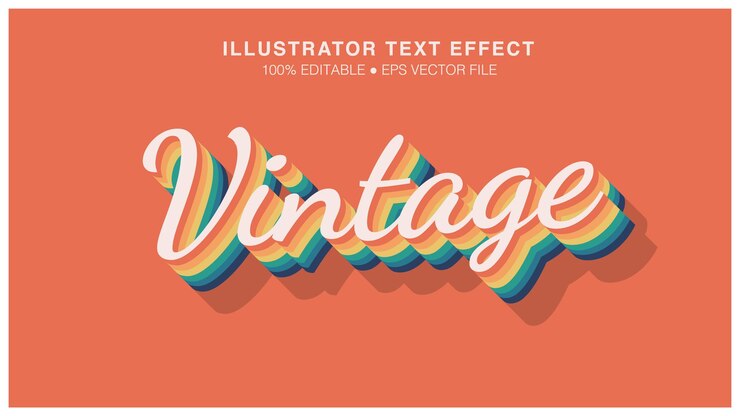 Vector efecto de texto vintage totalmente editable