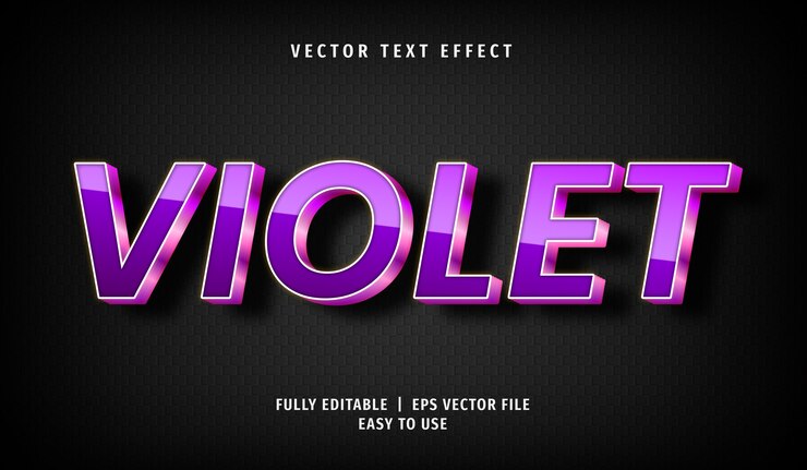Vector efecto de texto violeta 3d, estilo de texto editable
