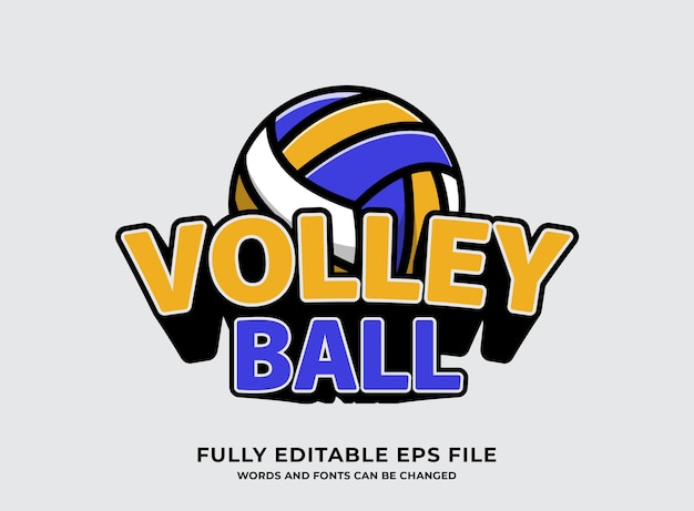 Vector efecto de texto de voleibol de estilo 3d editable