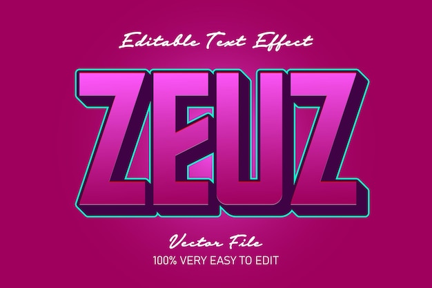 Vector efecto de texto zeus 3d