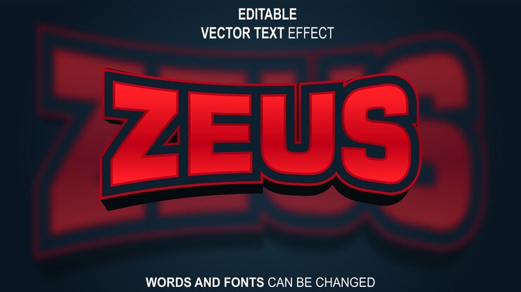 Vector efecto de texto zeus