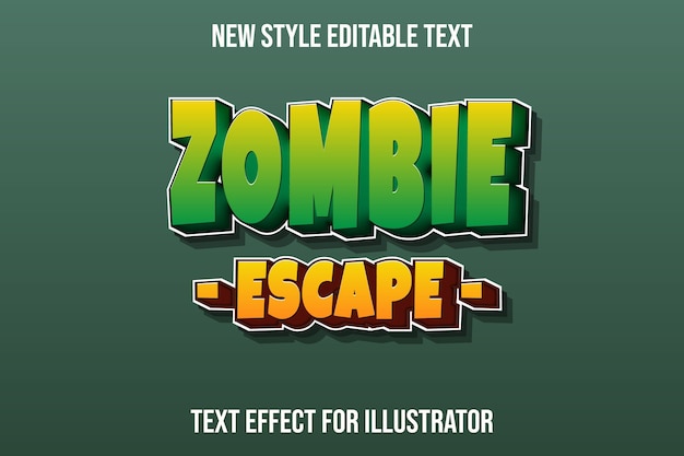 Efecto de texto zombie escape color verde y amarillo degradado