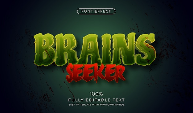 Efecto de texto Zombie Horror. estilo de fuente editable