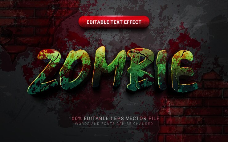 Vector efecto de texto zombie