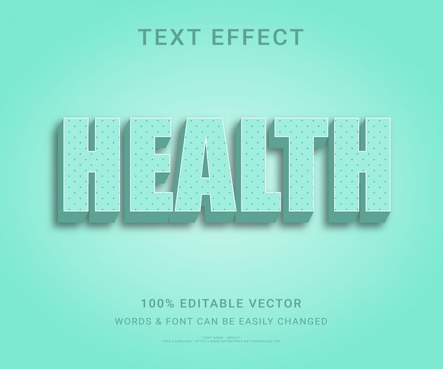 Vector efecto de tipo de texto de fuente editable completo de salud