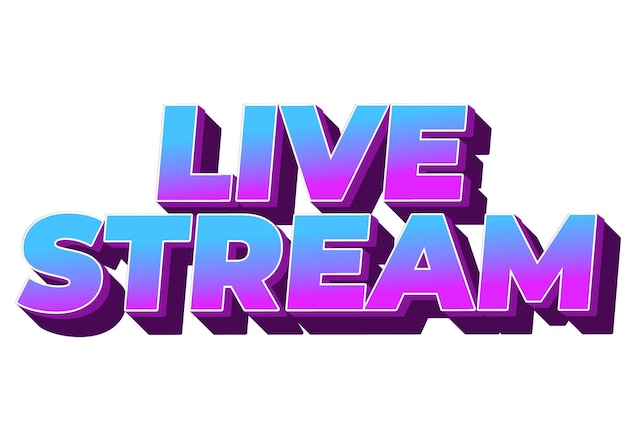 Efecto de transmisión de texto en vivo en estilo 3D con colores modernos