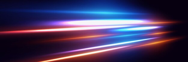 El efecto de la velocidad y las líneas de neón Movimiento dinámico de los rayos de luz