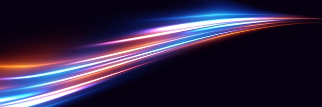 El efecto de la velocidad y las líneas de neón Movimiento dinámico de los rayos de luz