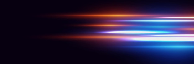 El efecto de la velocidad y las líneas de neón Movimiento dinámico de los rayos de luz