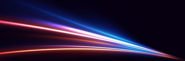 El efecto de la velocidad y las líneas de neón Movimiento dinámico de los rayos de luz