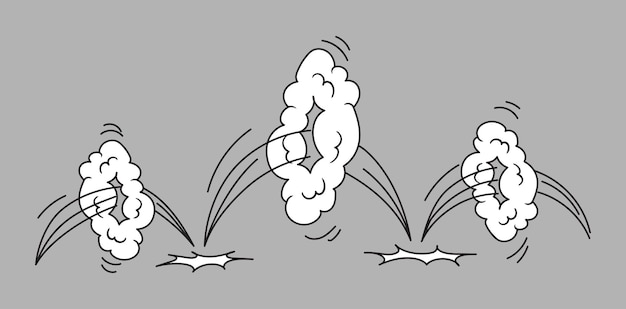 Efecto de velocidad con nubes de anillo de explosión y rastro de movimiento aislado Ilustración vectorial en diseño de historieta cómica