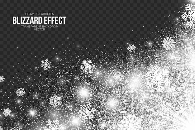Efecto de ventisca de nieve sobre fondo transparente Feliz Navidad y feliz año nuevo Decoración