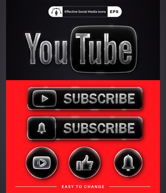 Efecto de vidrio del icono clásico de YouTube