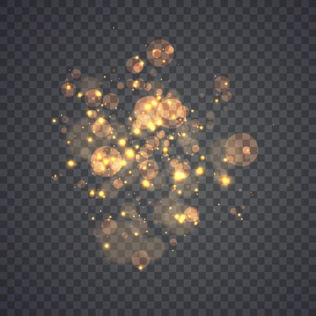 Efectos de luces doradas brillantes aislados sobre fondo transparente ilustración mágica abstracta