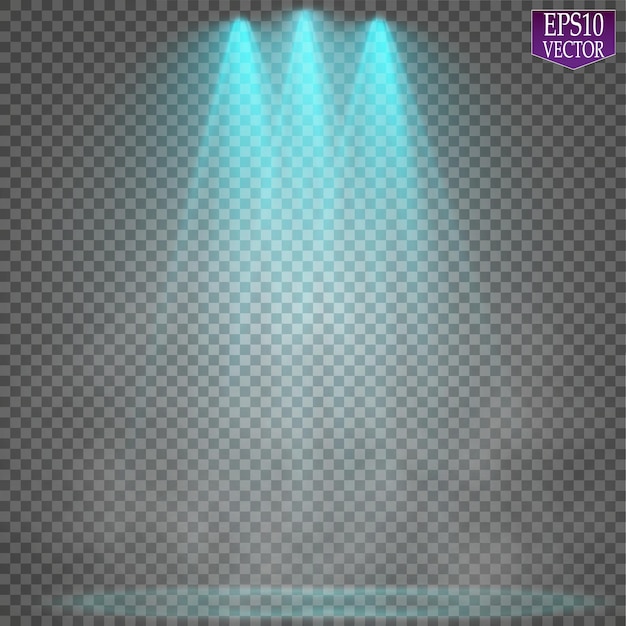 Efectos de luz de escena de focos vectoriales Efecto de luz brillante