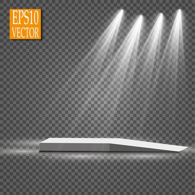 Efectos de luz de escena de focos vectoriales Efecto de luz brillante