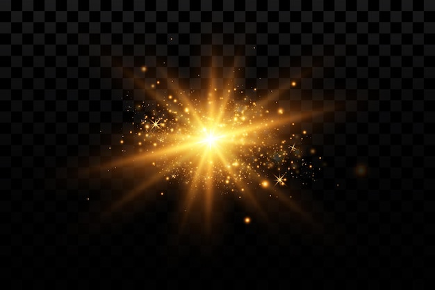 Vector efectos de luz con estrellas doradas bokehpartículas brillantes
