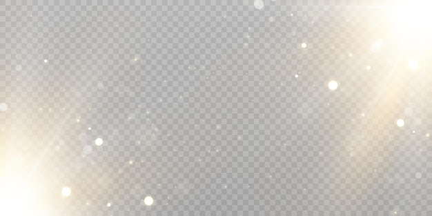 Efectos de luz de resplandor brillante con brillo colorido Hermoso efecto bokeh partículas y rayos brillantes