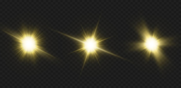 Efectos de luz, resplandor, brillo, explosión, luz dorada.