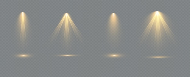 Efectos de luz, resplandor, brillo, explosión, luz. Ilustración vectorial.Escena vectorial iluminada