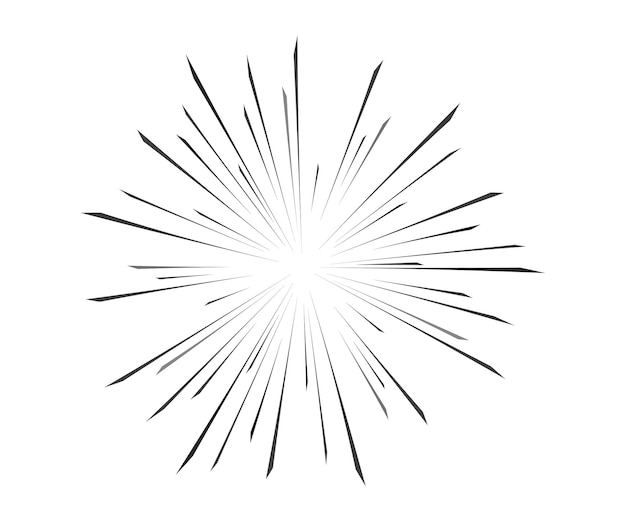 Efectos de movimiento radial para cómics explosivos líneas de velocidad diseño vectorial de acción para manga y anime
