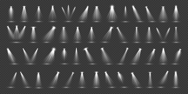 Vector efectos de retroiluminación de escenario blanco conjunto de ilustraciones realistas en 3d