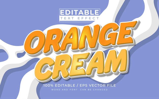 Efectos de texto 3D editables Crema de naranja