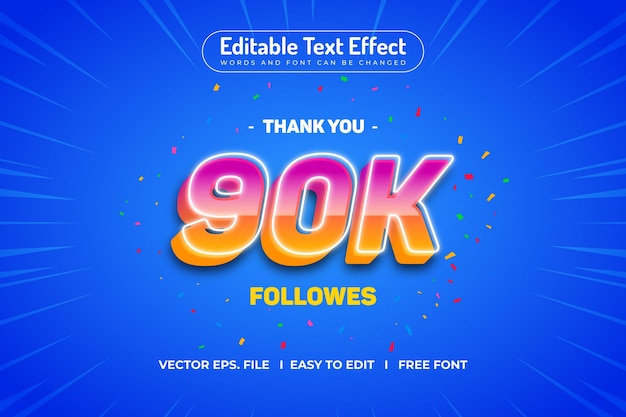 Vector efectos de texto 3d editables especiales de 90k