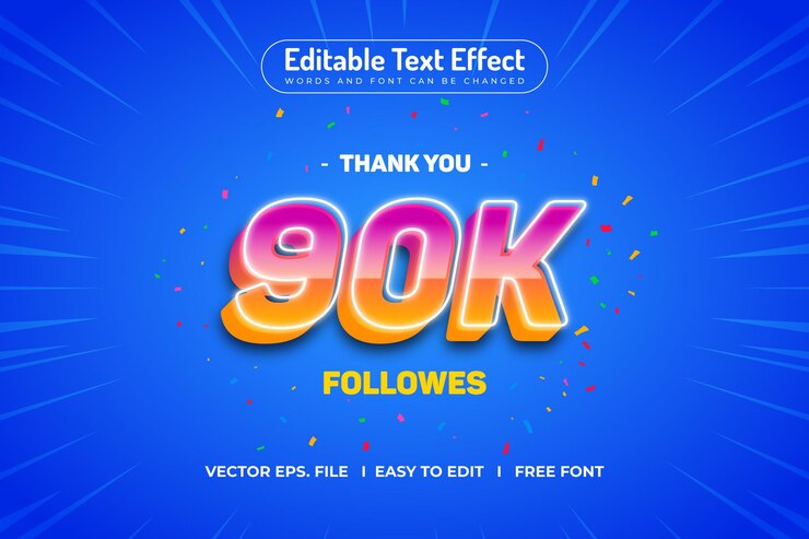 Efectos de texto 3D editables especiales de 90k