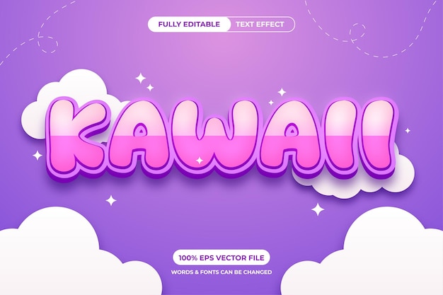 Efectos de texto 3D de Kawaii
