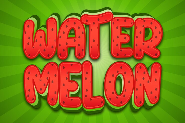 Vector efectos de texto 3d de sandía para la temporada de verano.