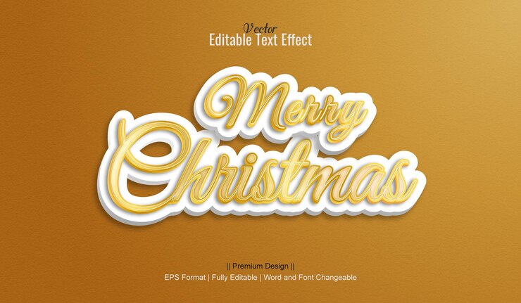 Vector efectos de texto 3d vectoriales editables de feliz navidad