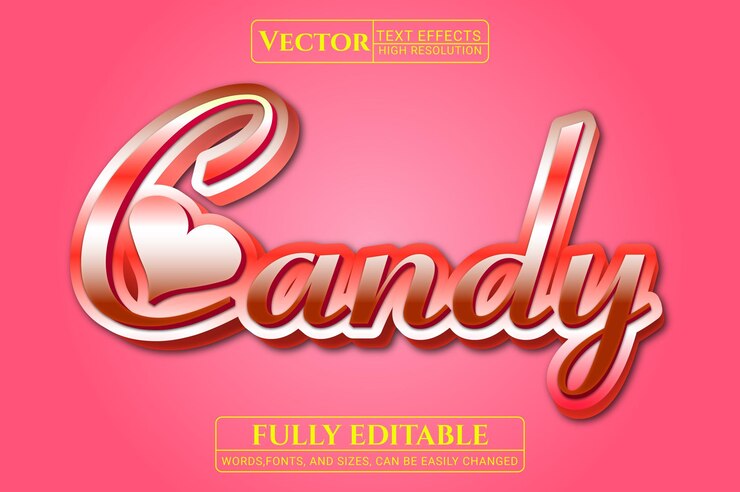 Vector efectos de texto de carameloefectos de texto en 3d caramelo