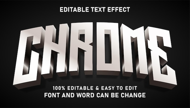 Efectos de texto de Chrome con estilo de lujo 3D moderno y elegante que se puede editar