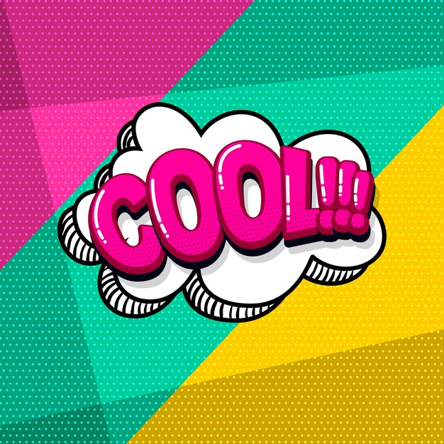 Efectos de texto de cómic de sonido fresco Plantilla de cómics bocadillo de semitono Estilo pop art