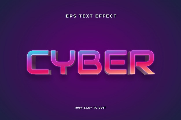 Vector efectos de texto de cyber vibrant color