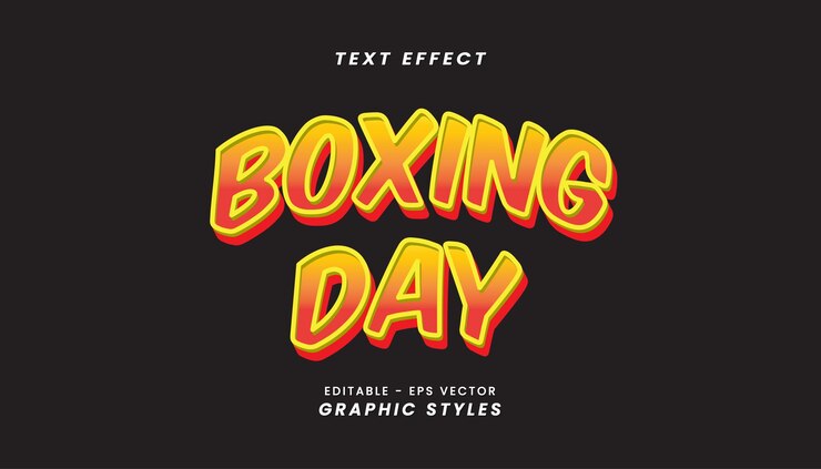 Vector efectos de texto del día del boxeo con letras 3d editables
