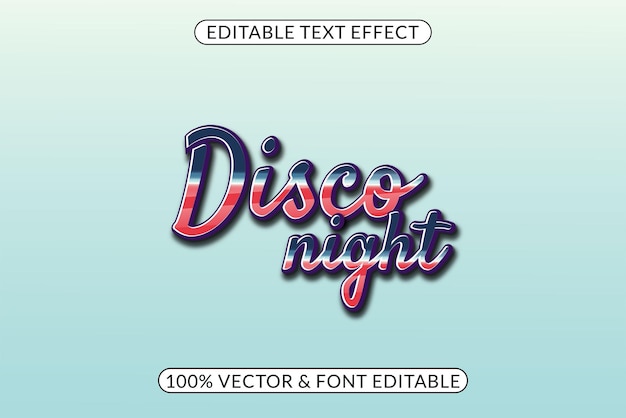 Vector efectos de texto disco retro y brillante editables