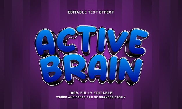 efectos de texto editables activos del cerebro con un tema inteligente y de juego