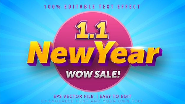 Vector efectos de texto editables de año nuevo