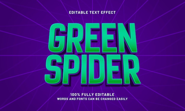 efectos de texto editables de araña verde con un tema de héroe y araña