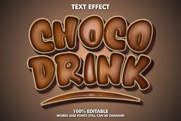 Vector efectos de texto editables de chocolate con capa brillante.