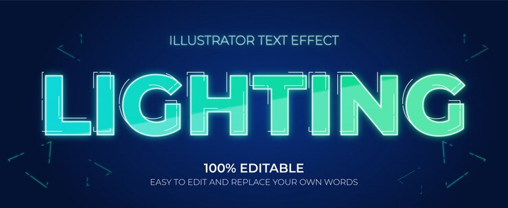 Vector efectos de texto editables - efectos de texto de iluminación